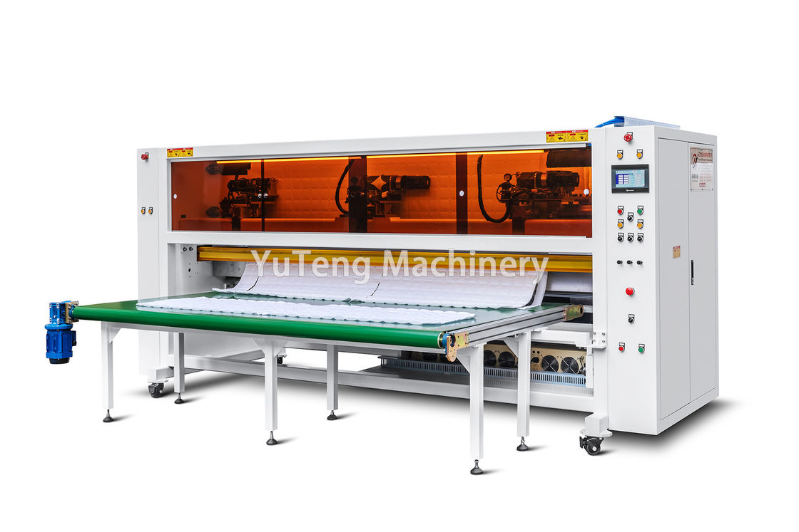 Machine de découpe de filets de tissu informatisée avec technologie de découpe ultrasonique, structure à quatre rouleaux de haute précision et écran tactile couleur PLC de 7 pouces