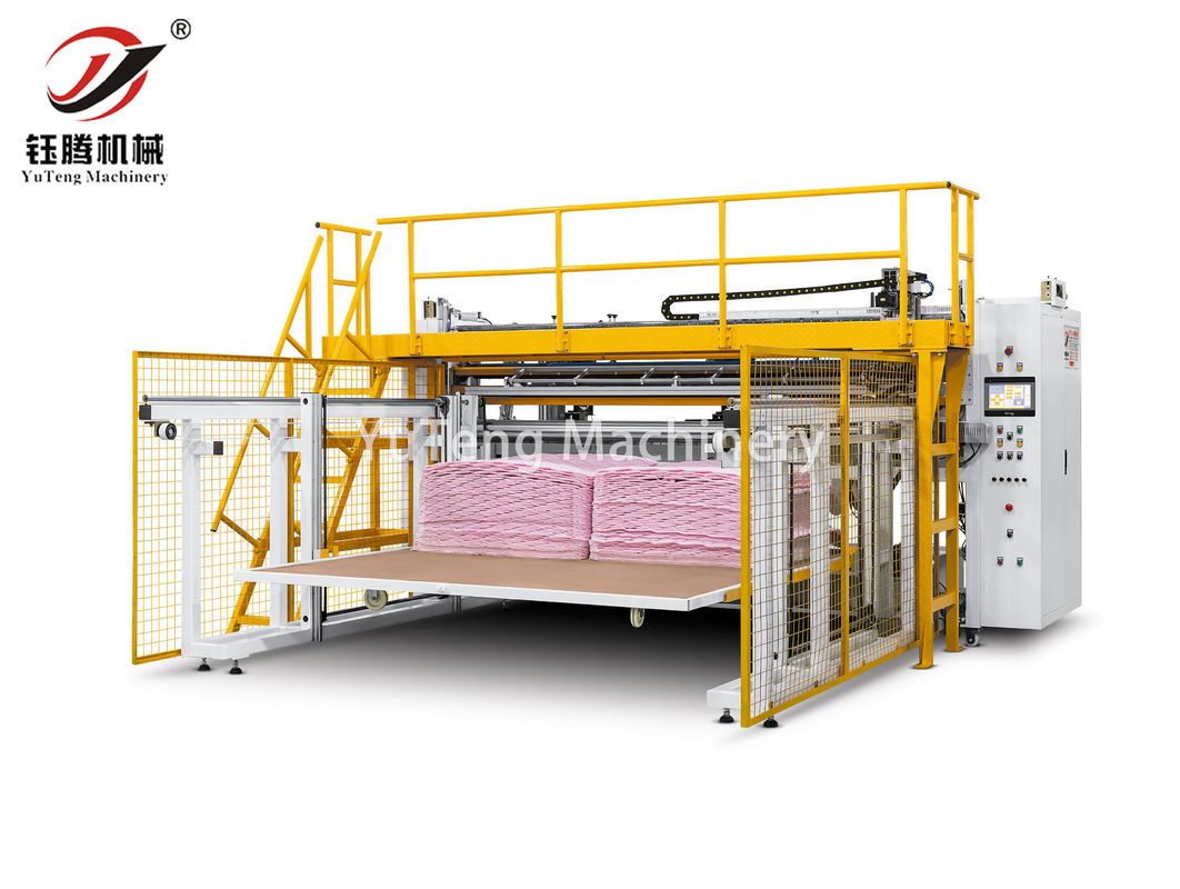 Machine de découpe automatique de filets informatisée avec technologie de découpe par ultrasons et plateforme de levage mécanique de bras pour textile domestique